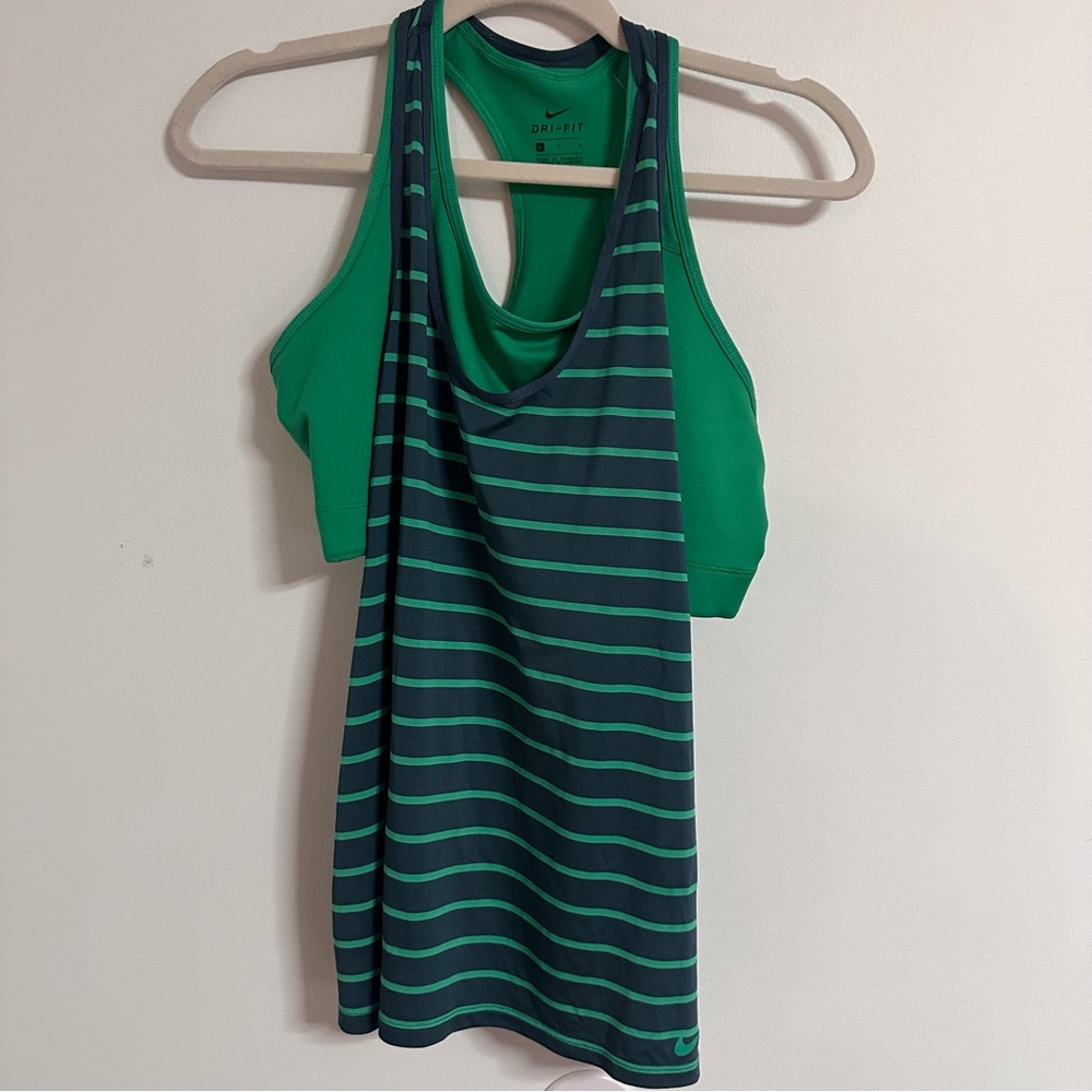 Nike Green Striped Women's Tank Top